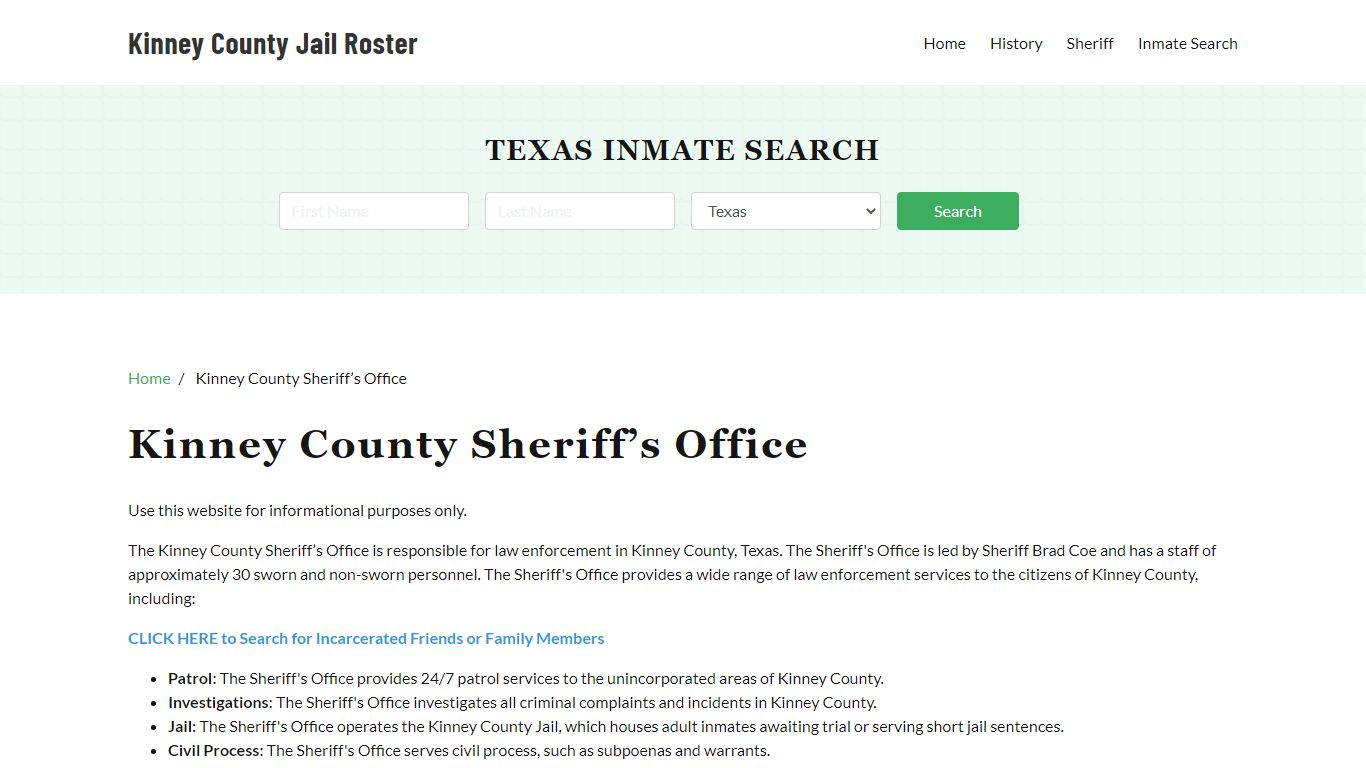 Kinney County Sheriff Office, TX, Arrest Warrants Search