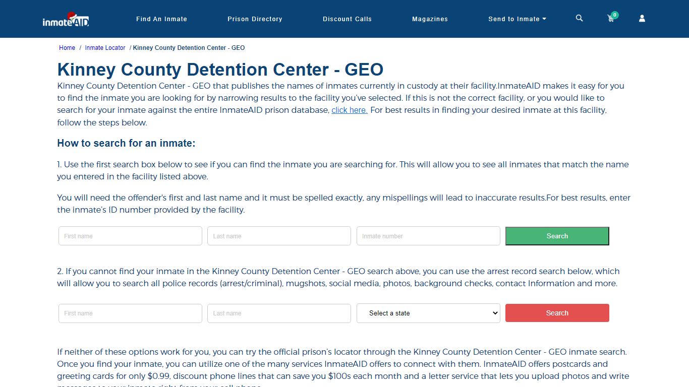Kinney County Detention Center - GEO - InmateAid